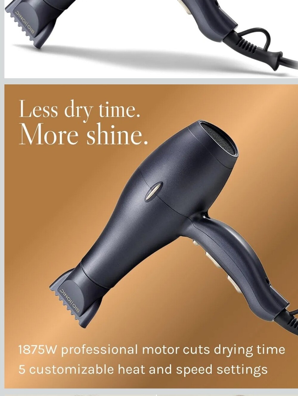 Bio Ionic Gold Pro 1875W Speed Dryer - Metallic Blue BNIB New